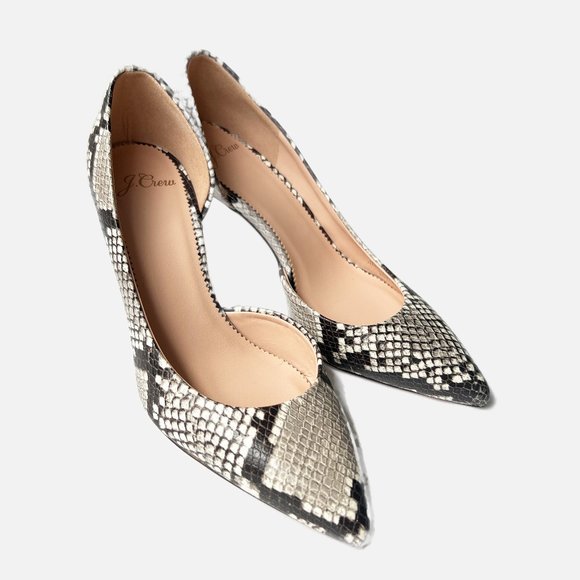 New J.Crew Lucie Pumps in Snake-embossed leather, Ivory/Black, size 6.5 - Picture 2 of 10